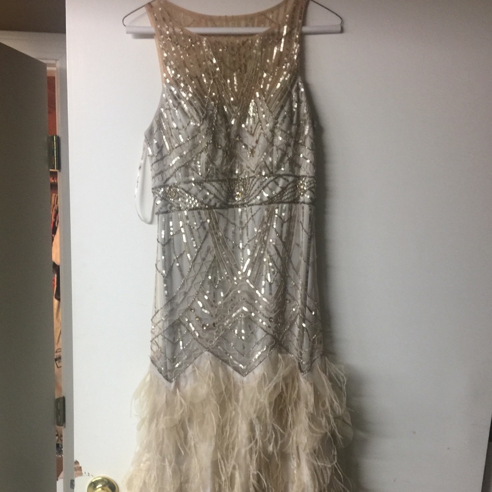 Sue Wong feather gown